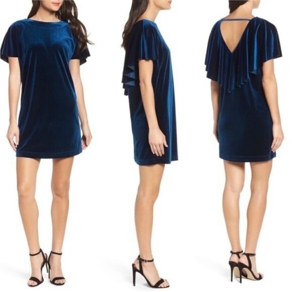 NEW with tags Felicity & Coco velvet flutter sleeve mini dress, size MP. - Picture 2 of 10